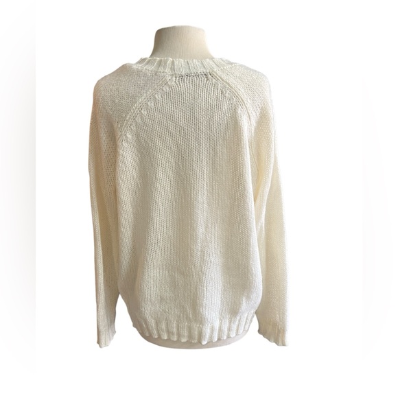 Wooden Ships M/L cream camo star crew neck sweater - Picture 2 of 5